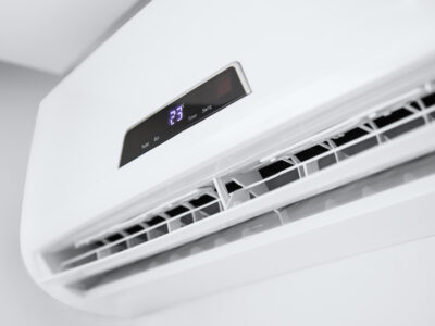 Split air conditioner on a white wall