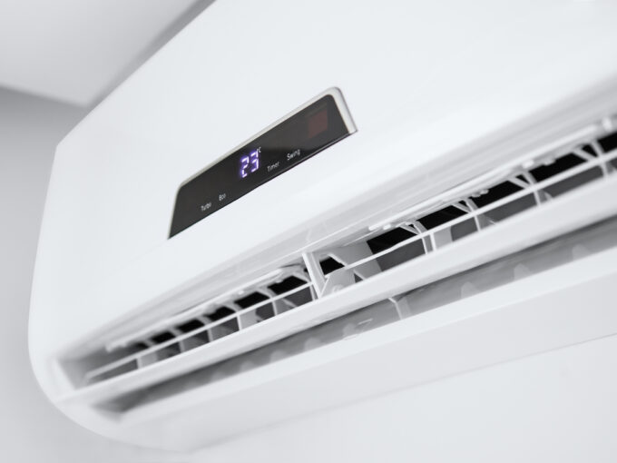 Split air conditioner on a white wall