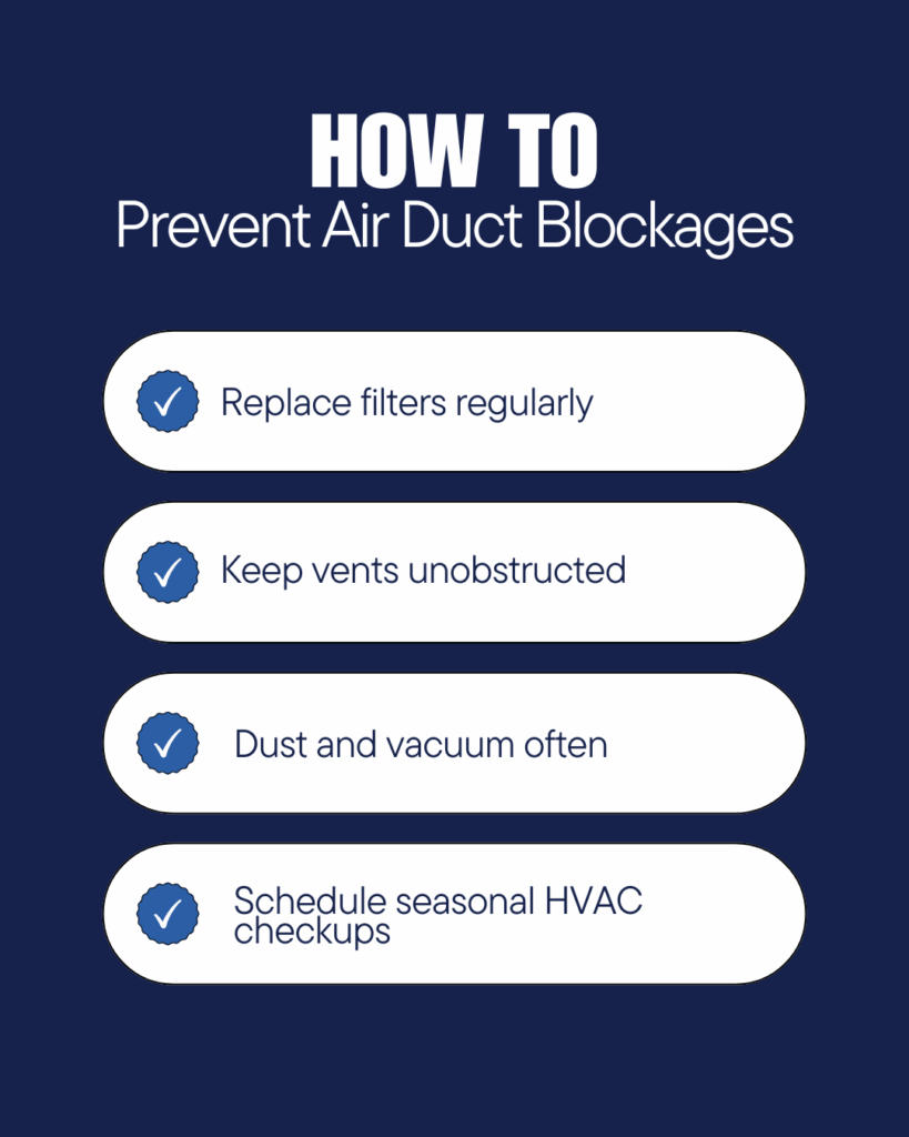 graphic for explaining how to prevent air duct blockages 